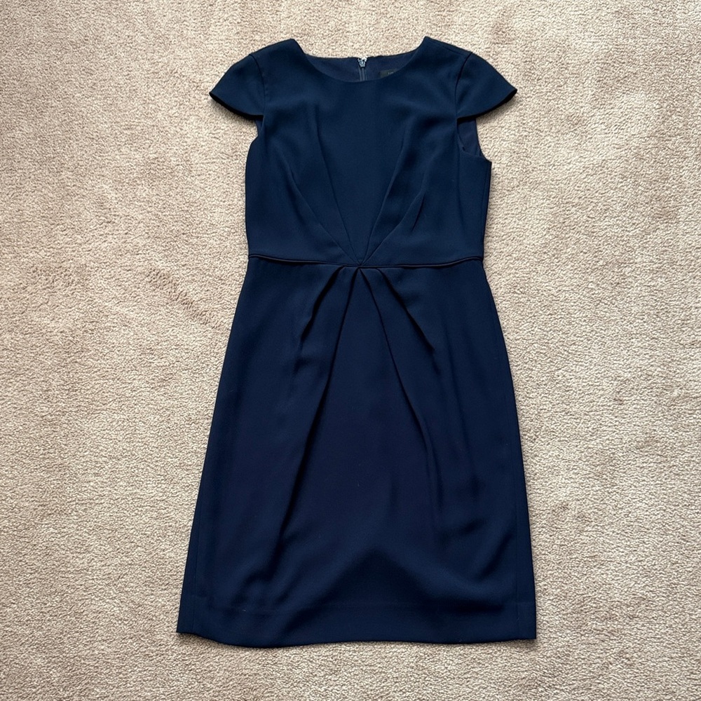 J. Crew Elegant Navy Cap Sleeve Dress Size 4